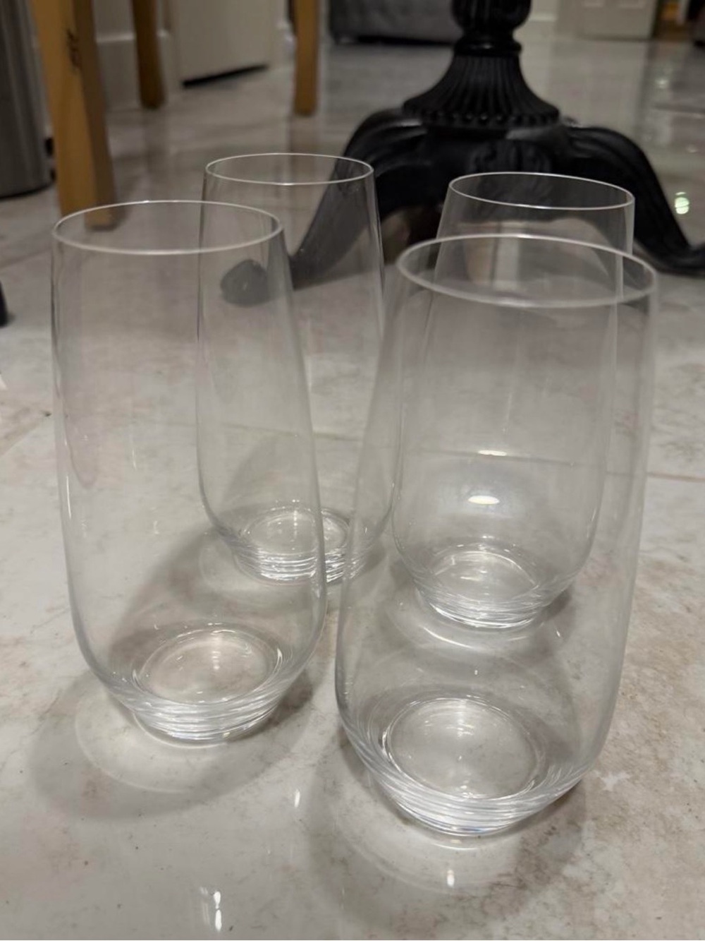 Set of 4 Clear Stemless Wine Tumblers - Classic Clear Glass